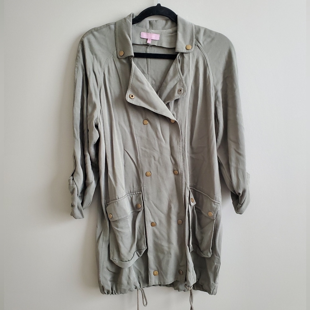 Harper Francesca's Army Green Longline Utility‎ Jacket with Gold Hardware Size S